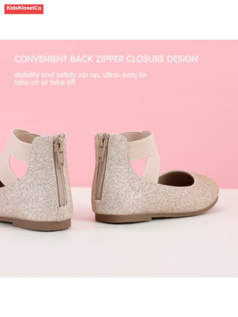 Girls Mary Jane Ballet Flats - Round Toe Elastic Cross Ankle Strap Dress Shoes - Picture 3 of 5